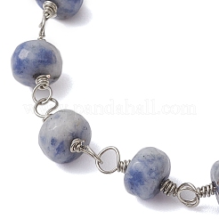 Faceted Rondelle Gemstone Link Chain Bracelets&nbsp;BJEW-JB10831