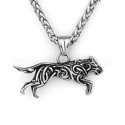 304 Stainless Steel Viking Wolf Pendant Necklaces for Men&nbsp;FS-WG017A5-01