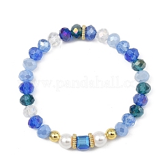 AB Color Plated Glass & Shell Pearl Bead Bracelets&nbsp;BJEW-JB13896