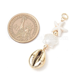 Dyed Synthetic Turquoise Starfish & Electroplated Shell & Imitation Pearl Big Pendants&nbsp;PALLOY-JF03900