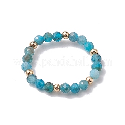 Natural Lapis Lazuli/Apatite with Glass Braided Beaded Finger Rings&nbsp;RJEW-JR00670