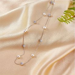 925 Sterling Silver Shell Pearl Choker Necklaces&nbsp;JN1094A-1