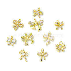 10Pcs 10 Styles Brass Micro Pave Cubic Zirconia Charms&nbsp;KK-CJ0003-75