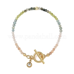 Gradient Natural Mixed Stone Faceted Round Beaded Bracelets&nbsp;BJEW-JB14398-03