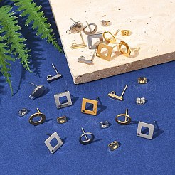 16Pcs 8 Styles 304 Stainless Steel Stud Earring Findings&nbsp;STAS-FS0001-84