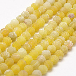 Frosted Natural Weathered Agate Beads Strands&nbsp;G-F367-8mm-11