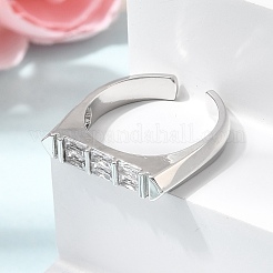 Brass Micro Pave Cubic Zirconia Cuff Open Rings for Women&nbsp;RJEW-L343-02P-06