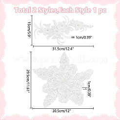 2Pcs 2 Style Flower Polyester Embroidery Appliques&nbsp;PATC-WR0001-01