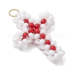 Beaded Cross Charms&nbsp;PALLOY-GD00002
