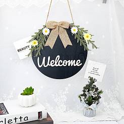 Welcome Sign Natural Wood Door Hanging Decoration for Front Door Decoration&nbsp;HJEW-WH0008-51