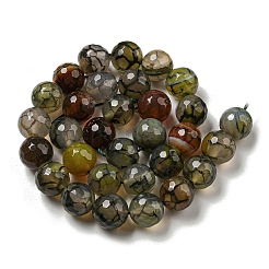 Faceted Natural Dragon Veins Agate Beads Strands&nbsp;G-F447-12mm-L07