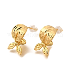 Leaf Brass Stud Earrings&nbsp;EJEW-B148-05G