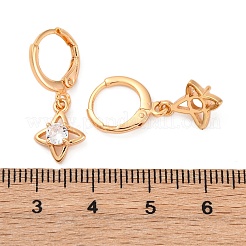 Brass Micro Pave Clear Cubic Zirconia Leverback Earrings&nbsp;EJEW-K300-44G
