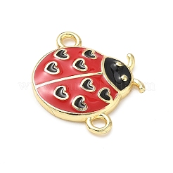 Brass Red and Black Enamel Heart Ladybug Links&nbsp;KK-I379-06G