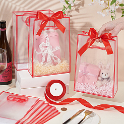 15Pcs Frosted Transparent Plastic Gift Bags with Hole Handle&nbsp;ABAG-UN0001-11