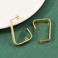 304 Stainless Steel Trapezoid Stud Earrings&nbsp;EJEW-P324-13G