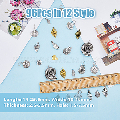 96Pcs 12 Style Tibetan Style Pendants&nbsp;FIND-DC0004-08