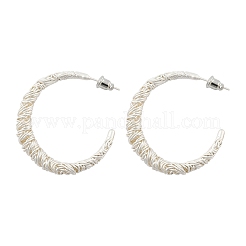 Textured C-Shaped Brass Hoop Earrings for Women&nbsp;EJEW-U055-19S