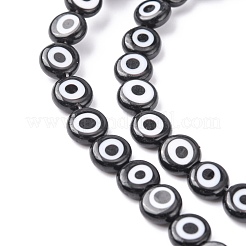 Handmade Evil Eye Lampwork Flat Round Bead Strands&nbsp;LAMP-L058-8mm-10