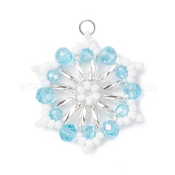 3Pcs Glass Seed Beaded Snowflake Pendants&nbsp;PALLOY-MZ01080