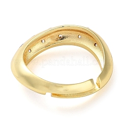 Plating Brass Micro Pave Cubic Zirconia Adjustable Rings&nbsp;RJEW-K266-16B-G