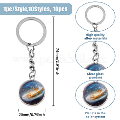 10Pcs 10 Style Luminous Universe Planet Theme Alloy Keychain&nbsp;KEYC-HY0001-13