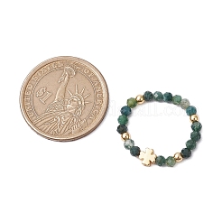 5Pcs Natural Green Aventurine & Moss Agate & TaiWan Jade & Ruby in Zoisite & Synthetic Green Goldstone Beads Stretch Rings&nbsp;RJEW-JR00815