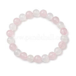Natural Rose Quartz & Selenite Beaded Stretch Bracelets for Women&nbsp;BJEW-JB13140