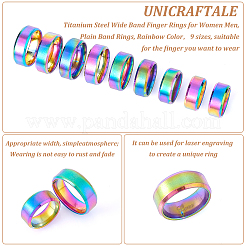 18Pcs 9 Styles Stainless Steel Wide Band Finger Rings for Women Men&nbsp;RJEW-UN0002-53M