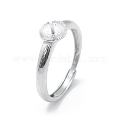 Anti-Tarnish Adjustable Rhodium Plated 925 Sterling Silver Finger Design Ring Mounts Fittings with Pearl Seat&nbsp;STER-L055-019P