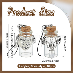 10Pcs 2 Styles Transparent Glass Empty Bottles&nbsp;AJEW-OC00046