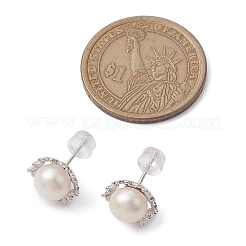 Natural Pearl Ear Studs&nbsp;EJEW-P286-10P