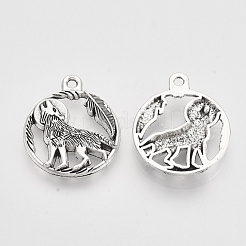 Tibetan Style Alloy Howling Wolf Pendants&nbsp;TIBEP-T009-07AS-RS