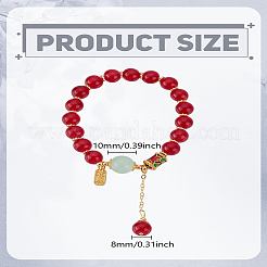 1Pc Round Natural Red Agate Beaded Bracelets&nbsp;BJEW-LP0002-28