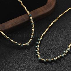Brass Miyuki Seed Beaded Necklaces for Women&nbsp;NJEW-B126-01G