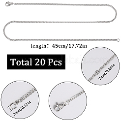 20Pcs Women's 304 Stainless Steel Curb Chain Necklaces Set&nbsp;STAS-SC0008-07