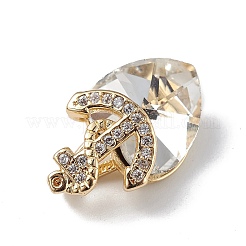 Real 18K Gold Plated Rack Plating Brass Micro Pave Clear Cubic Zirconia Pendants&nbsp;KK-C015-07G-06
