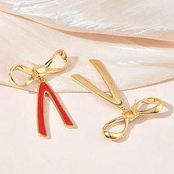 Bowknot Brass Stud Dangle Earrings for Women&nbsp;EJEW-A167-21G