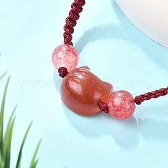 Cat Head Resin Brainded Bead Bracelets&nbsp;BJEW-L701-02A
