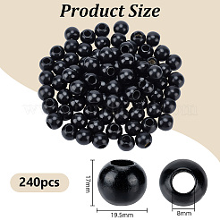 240Pcs Wood Large Hole European Beads&nbsp;WOOD-OC0003-80B