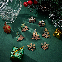 8Pcs 4 Styles Wood and Acrylic Pendants&nbsp;WOOD-AR0001-48