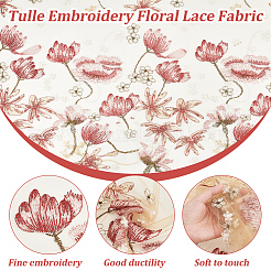 Embroidered Flowers Polyester Tulle Lace Fabric&nbsp;DIY-WH0449-31D