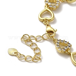 Rack Plating Brass Micro Pave Clear Cubic Zirconia Link Bracelets&nbsp;KK-R158-16A-G