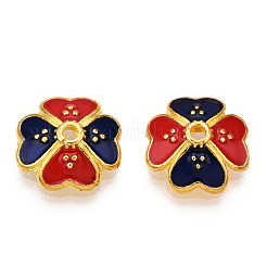 4-Petal Alloy Enamel Bead Caps&nbsp;X1-ENAM-TAC0023-10