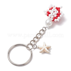 Tortoise Glass Seed Beads Pendant Keychain&nbsp;HJEW-MZ00105-01