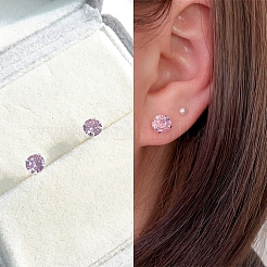 Cubic Zirconia Diamond Stud Earrings&nbsp;STER-M105-01B-S