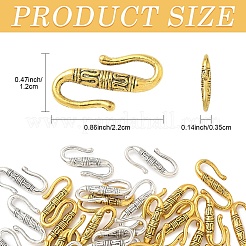 30Pcs 2 Colors Tibetan Style Alloy S-Hook Clasps&nbsp;TIBE-YW0001-96