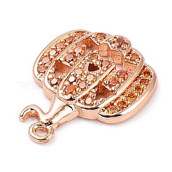 Rack Plating Brass Orange Cubic Zirconia Pendants&nbsp;KK-D031-03RG