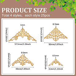 100Pcs 4 Styles Iron Filigree Joiners Links&nbsp;IFIN-PH0002-32