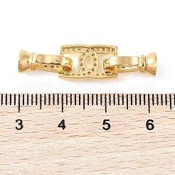 Rack Plating Brass Micro Pave Clear Cubic Zirconia Fold Over Clasps&nbsp;KK-S384-12G